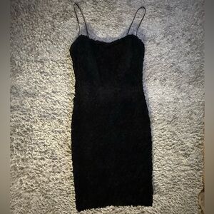 David Meister Black Midi Dress with Spaghetti Straps